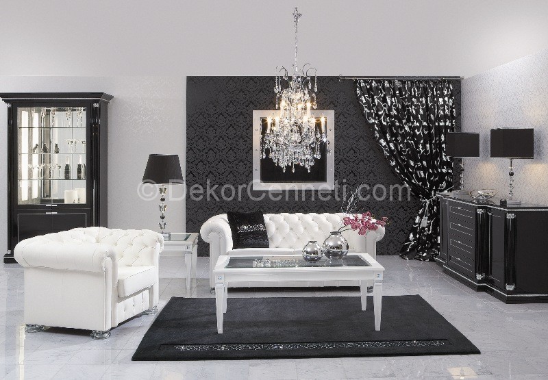 Siyah Beyaz Salon Dekorasyonu