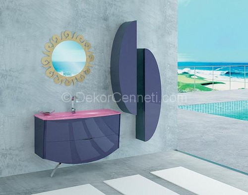 Mor Banyo Dolabı Modelleri